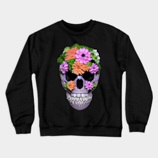 Skull flowers floral skull spooky skull 3d Crewneck Sweatshirt